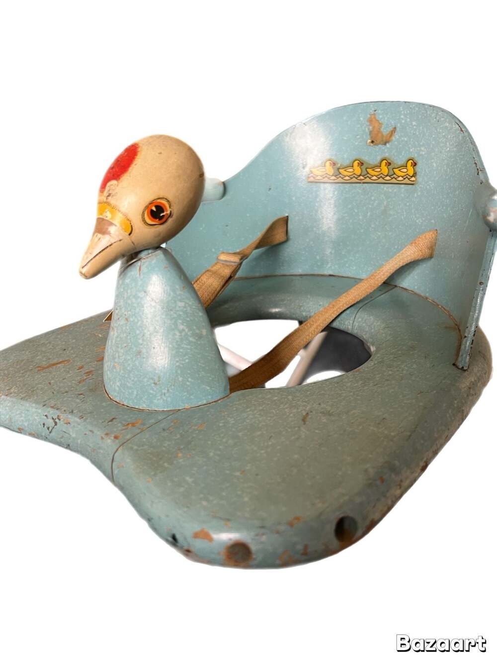 Vintage 1950s Carlson Doo-Tee Infant Trainer Wooden Duck Potty Chair Seat